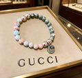 Double-G Emblem Beaded Bracelet in Polished Metal-Tone – Crystal Detail – Design 013 main product view