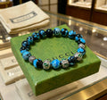 Double-G Emblem Beaded Bracelet in Polished Metal-Tone – Agate Detail – Design 014 main product view