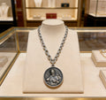 Double-G Emblem Pendant Necklace in Polished Metal-Tone – Design 124 main product view