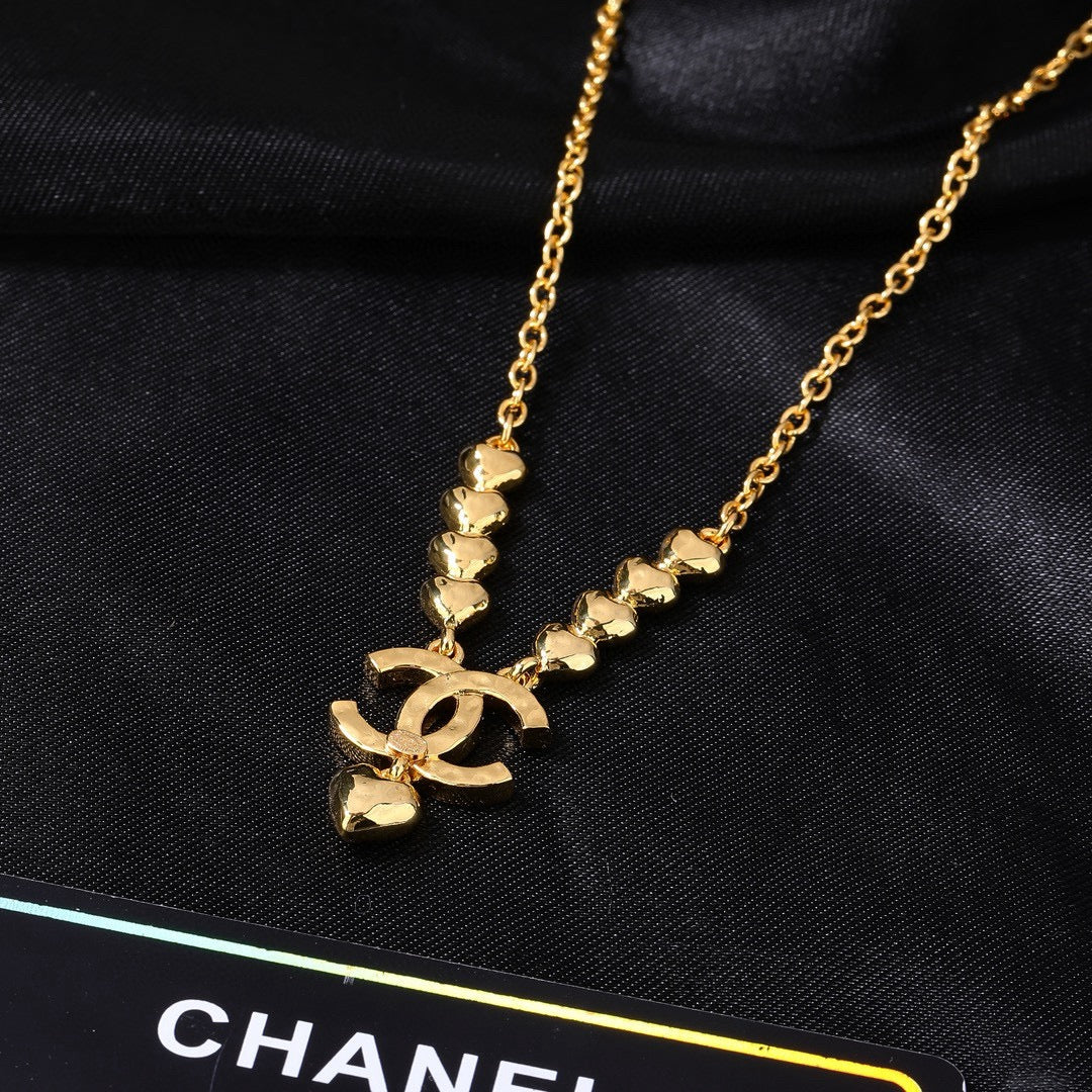 Letter Pendant Necklace in Gold-Tone – Design 002 front product view