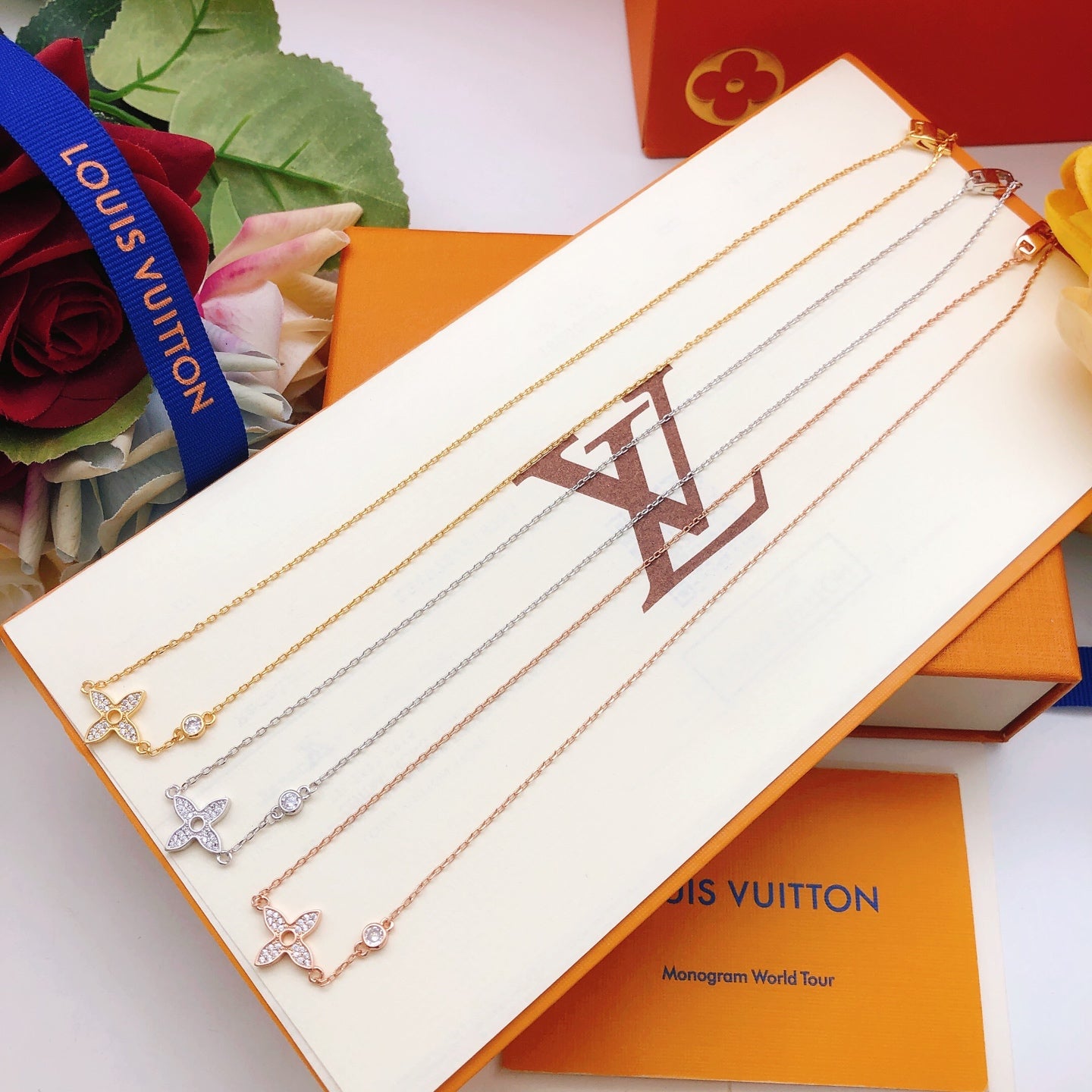 Floral Pendant Necklace in Rose-Gold-Tone – Rose Gold Detail – Design 002 styled product view