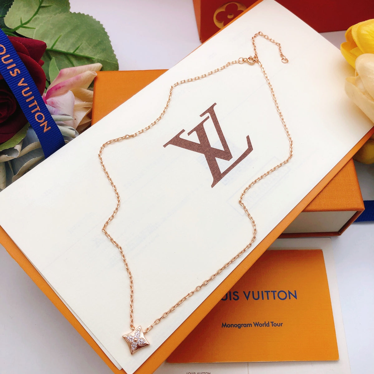 Geometric Emblem Pendant Necklace in Rose-Gold-Tone – Rose Gold Detail – Design 012 styled product view