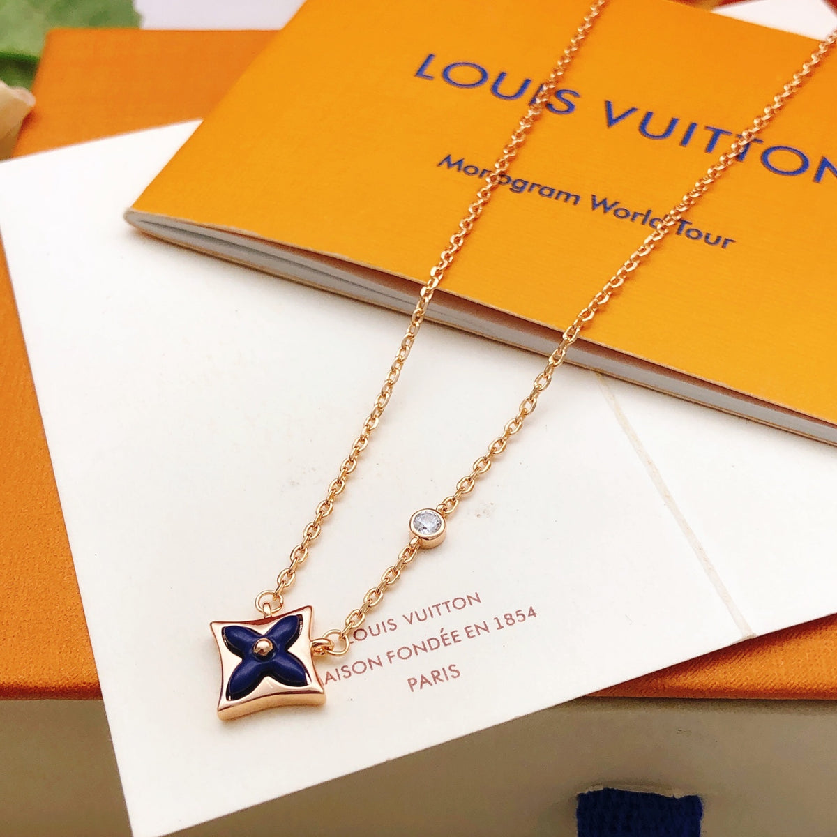 Geometric Emblem Pendant Necklace in Rose-Gold-Tone – Rose Gold Detail – Design 011 main product view