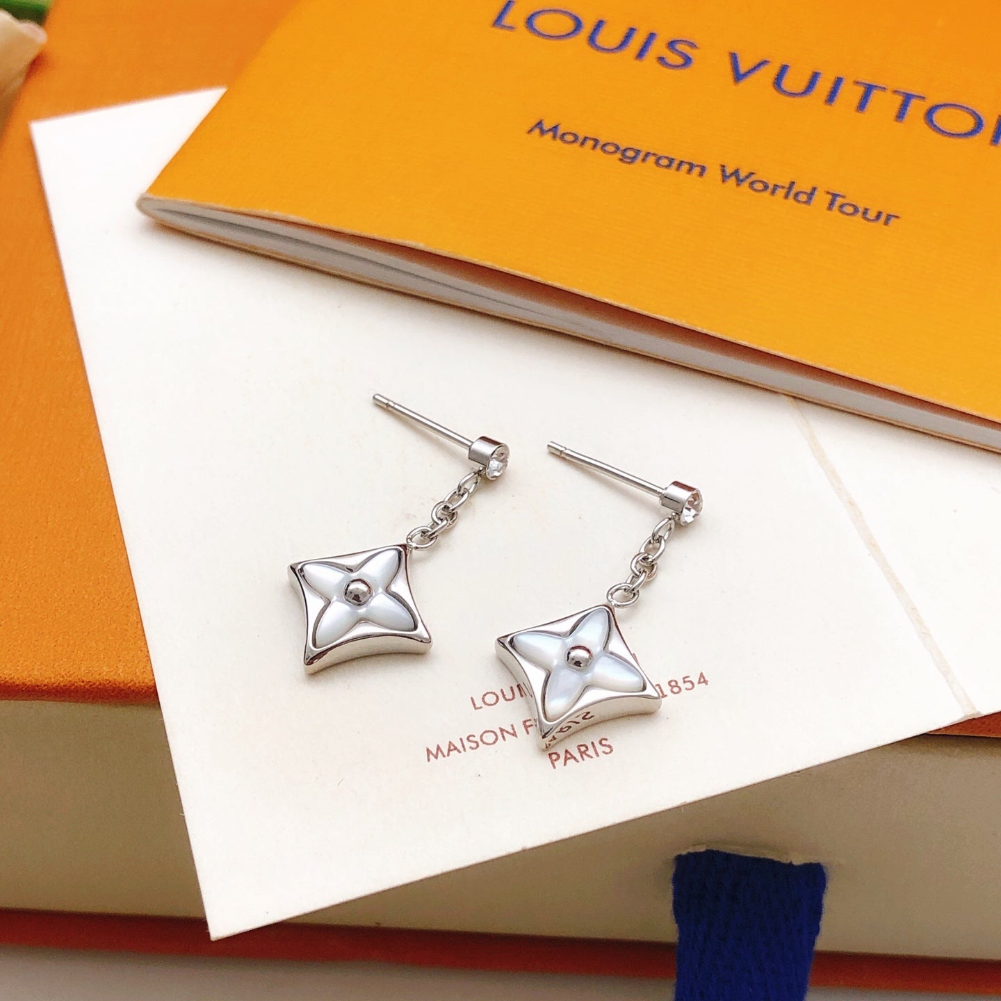 Geometric Emblem Stud Earrings in Gold-Tone – Design 027 side detail