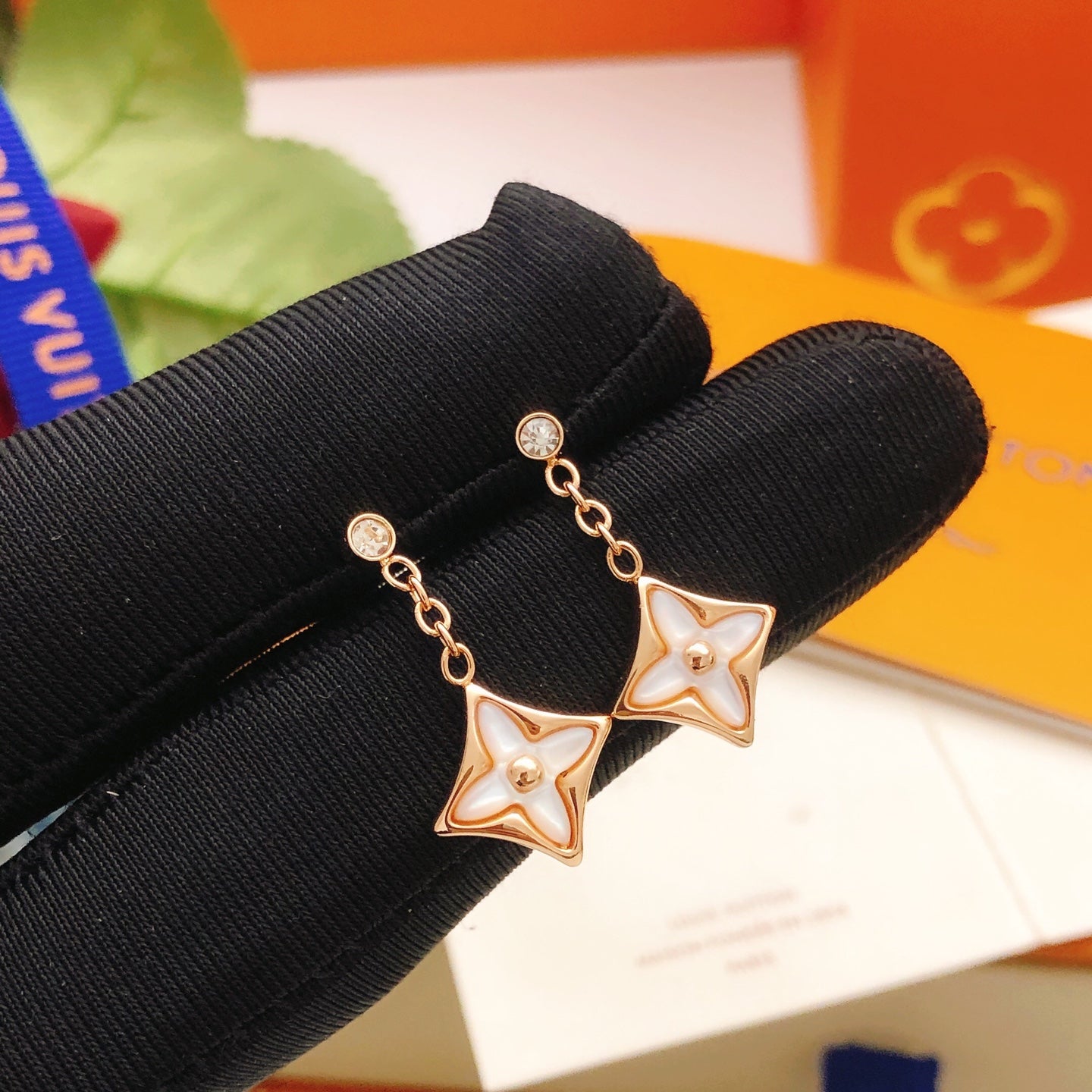 Geometric Emblem Stud Earrings in Rose-Gold-Tone – Rose Gold Detail – Design 006 main product view