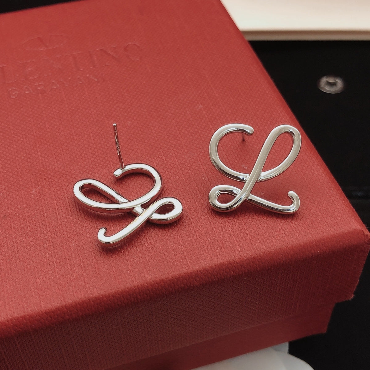 Sculptural Stud Earrings in Silver-Tone close-up detail