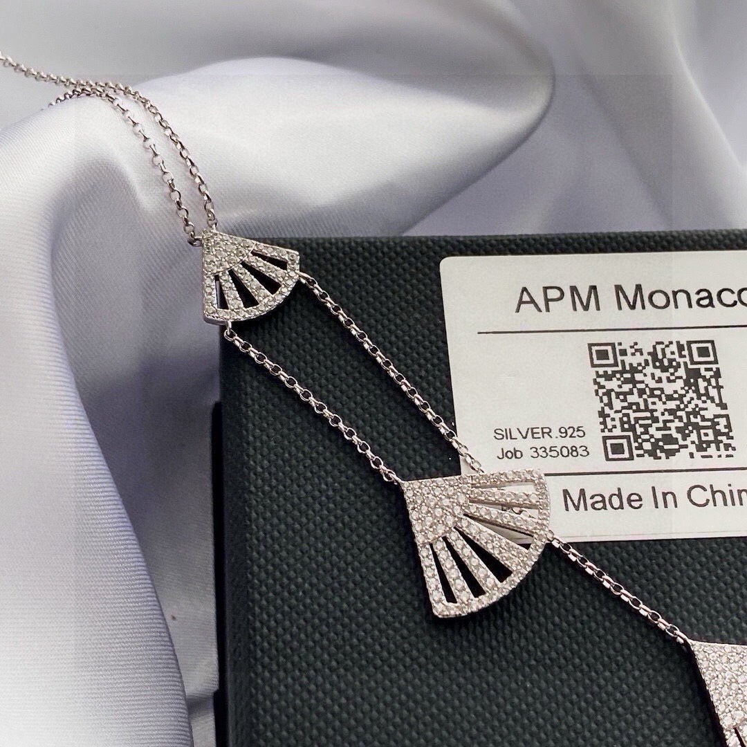Adjustable Fan Pendant Necklace in Silver-Tone front product view