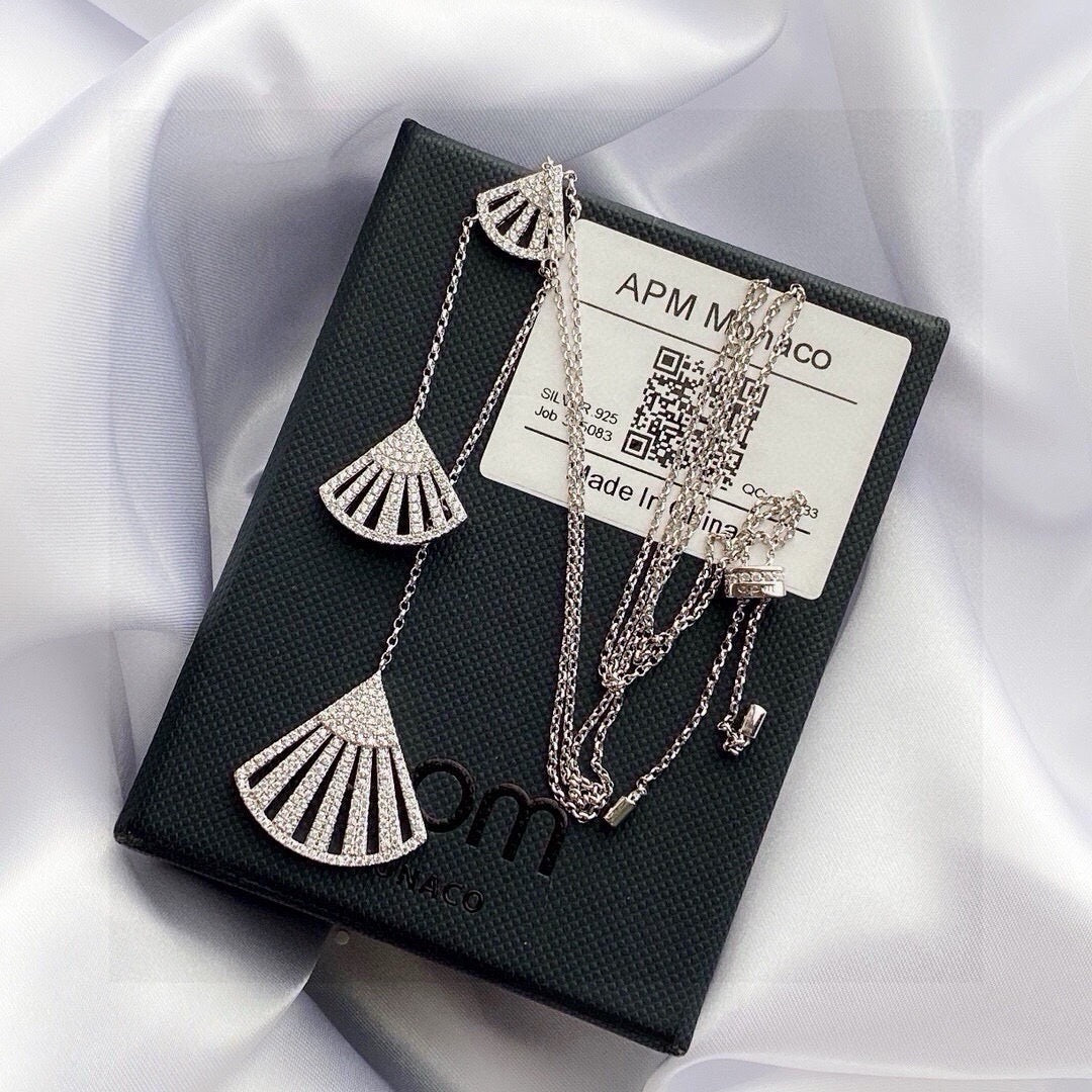 Fan Crystal-Accent Pendant Necklace detail view