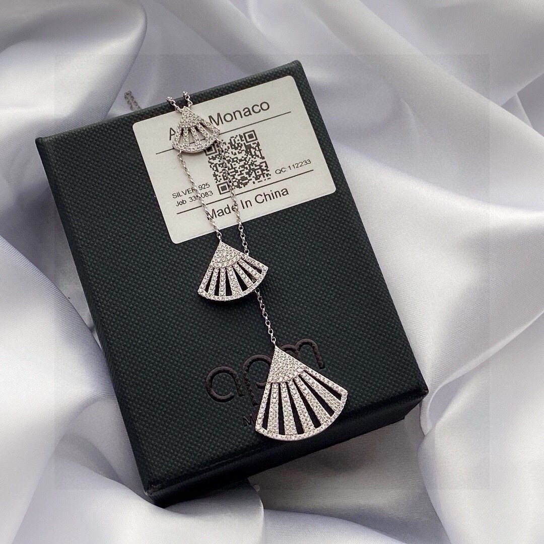 Fan Crystal-Accent Pendant Necklace styled detail