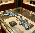 Double-G Emblem Keychain in Polished Metal-Tone – Design 021 main product view