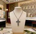 Double-G Emblem Pendant Necklace in Polished Metal-Tone – Design 114 main product view