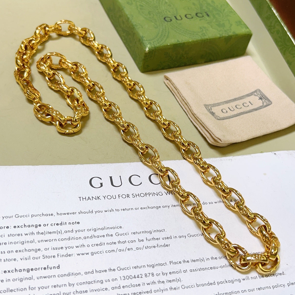 Double-G Emblem Pendant Necklace in Polished Metal-Tone – Design 117 front product view