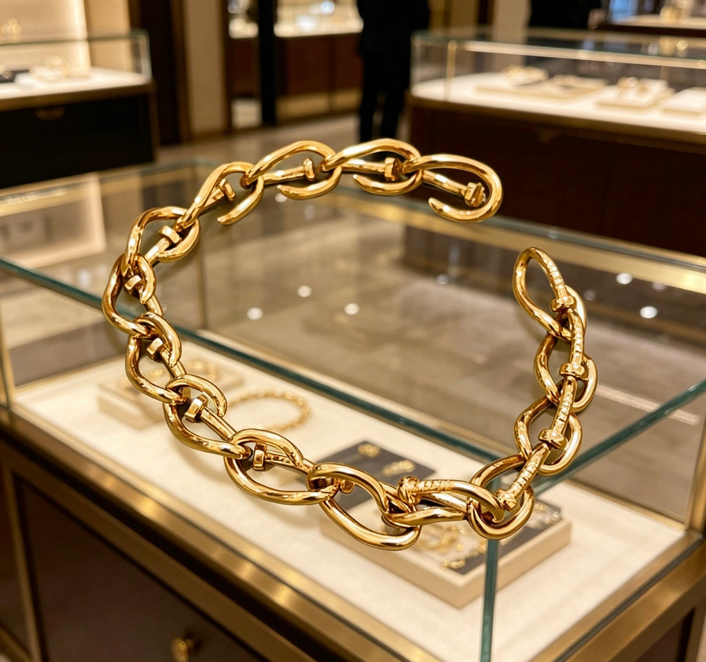 Geometric Emblem Bracelet in Polished Metal-Tone – Design 059 main product view