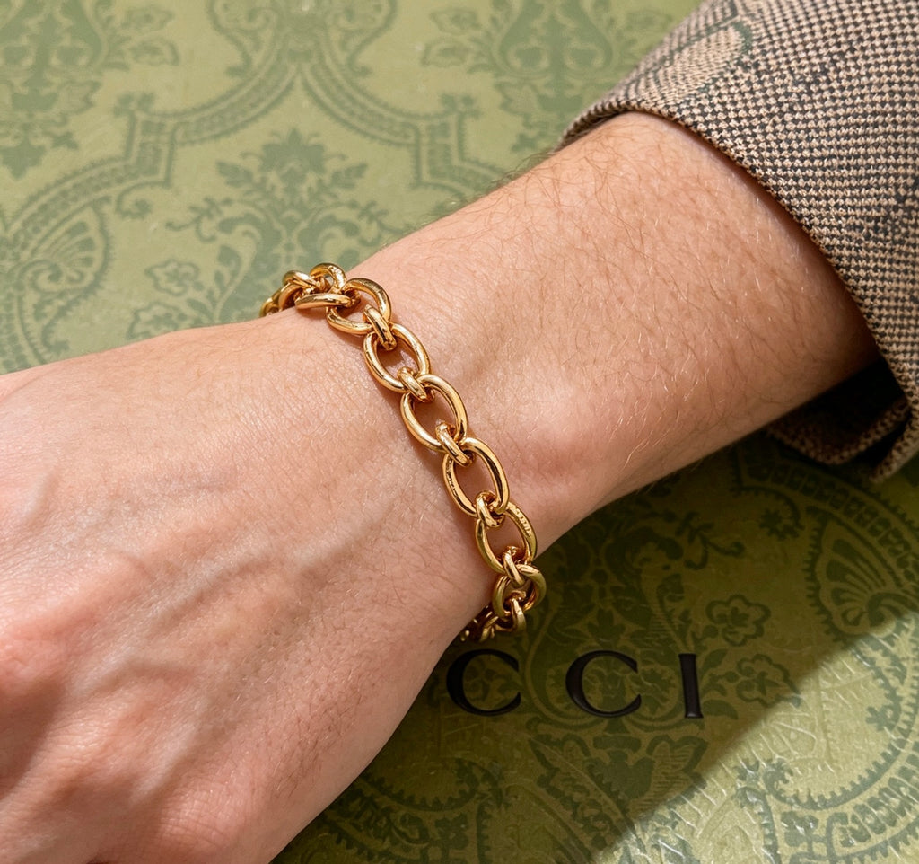 Geometric Emblem Bracelet in Polished Metal-Tone – Design 059 styled product view