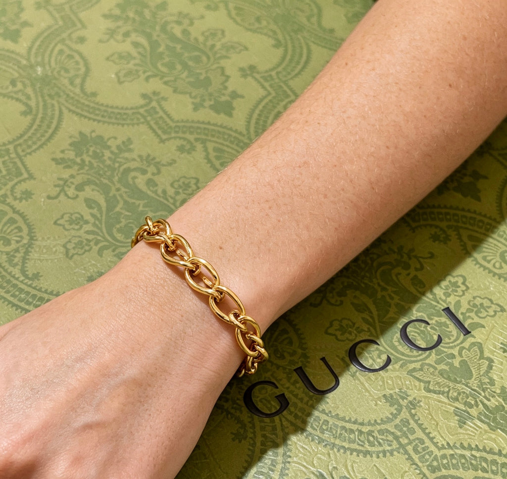 Geometric Emblem Bracelet in Polished Metal-Tone – Design 059 front product view