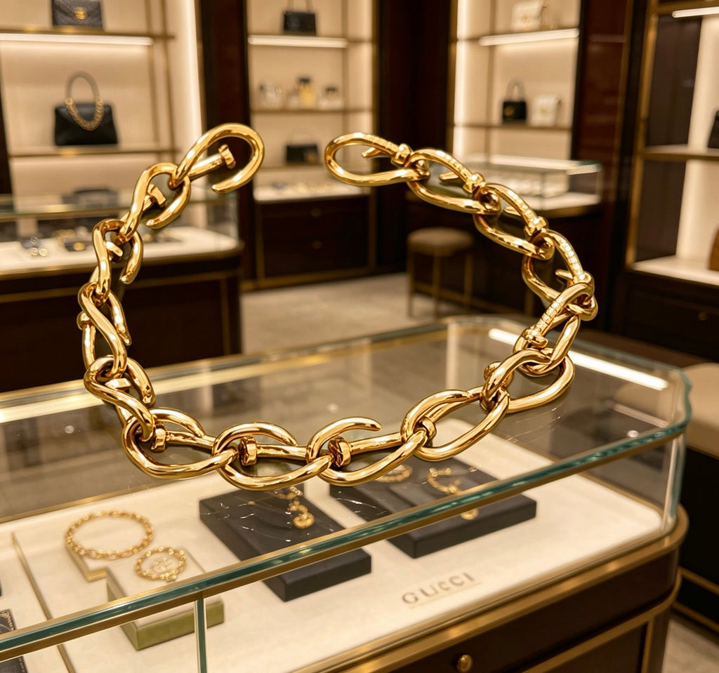 Geometric Emblem Bracelet in Polished Metal-Tone – Design 059 close-up detail