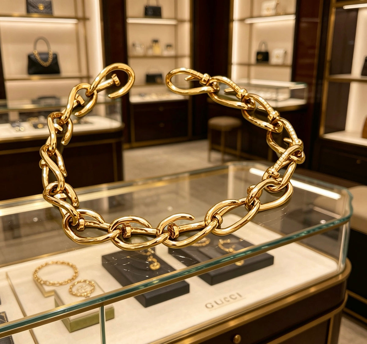 Geometric Emblem Bracelet in Polished Metal-Tone – Design 059 close-up detail