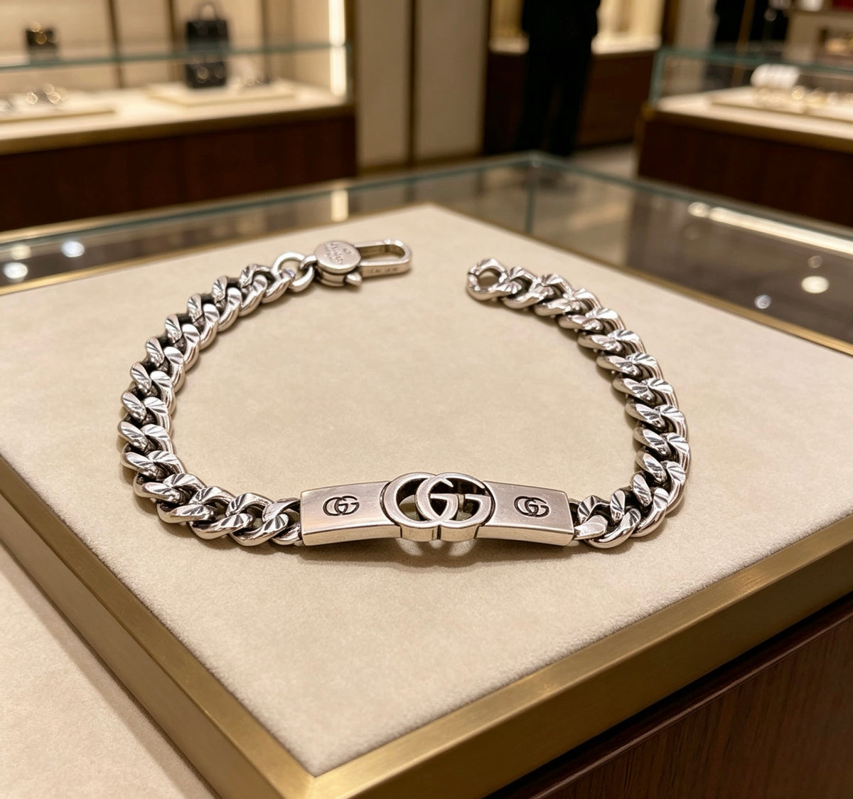Floral Bracelet in Polished Metal-Tone – Design 012 front product view