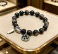 Geometric Emblem Bracelet in Polished Metal-Tone – Vintage Detail – Design 008 main product view