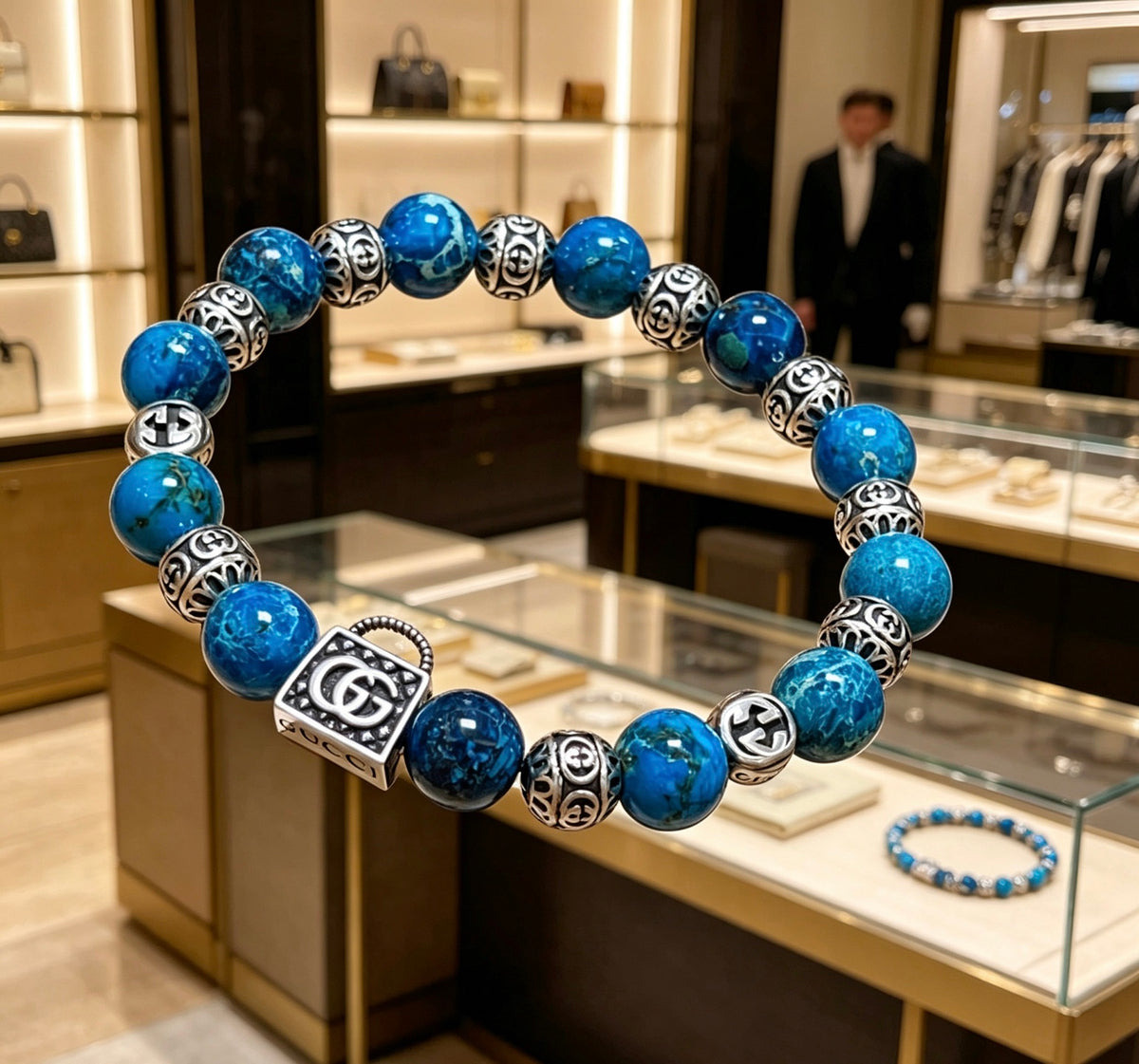 Double-G Emblem Bracelet in Polished Metal-Tone – Design 013 side detail