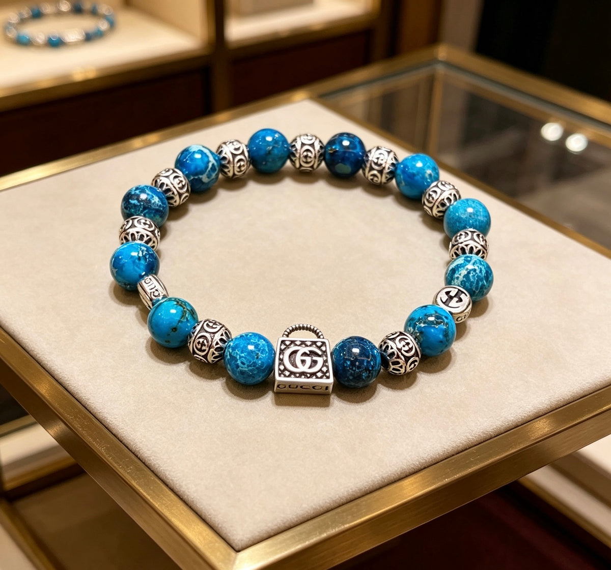 Double-G Emblem Bracelet in Polished Metal-Tone – Design 013 front product view