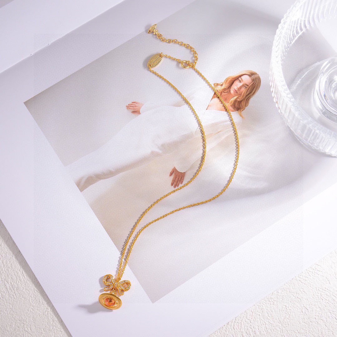 Orb Pendant Necklace in Polished Metal-Tone – Design 042 main product view