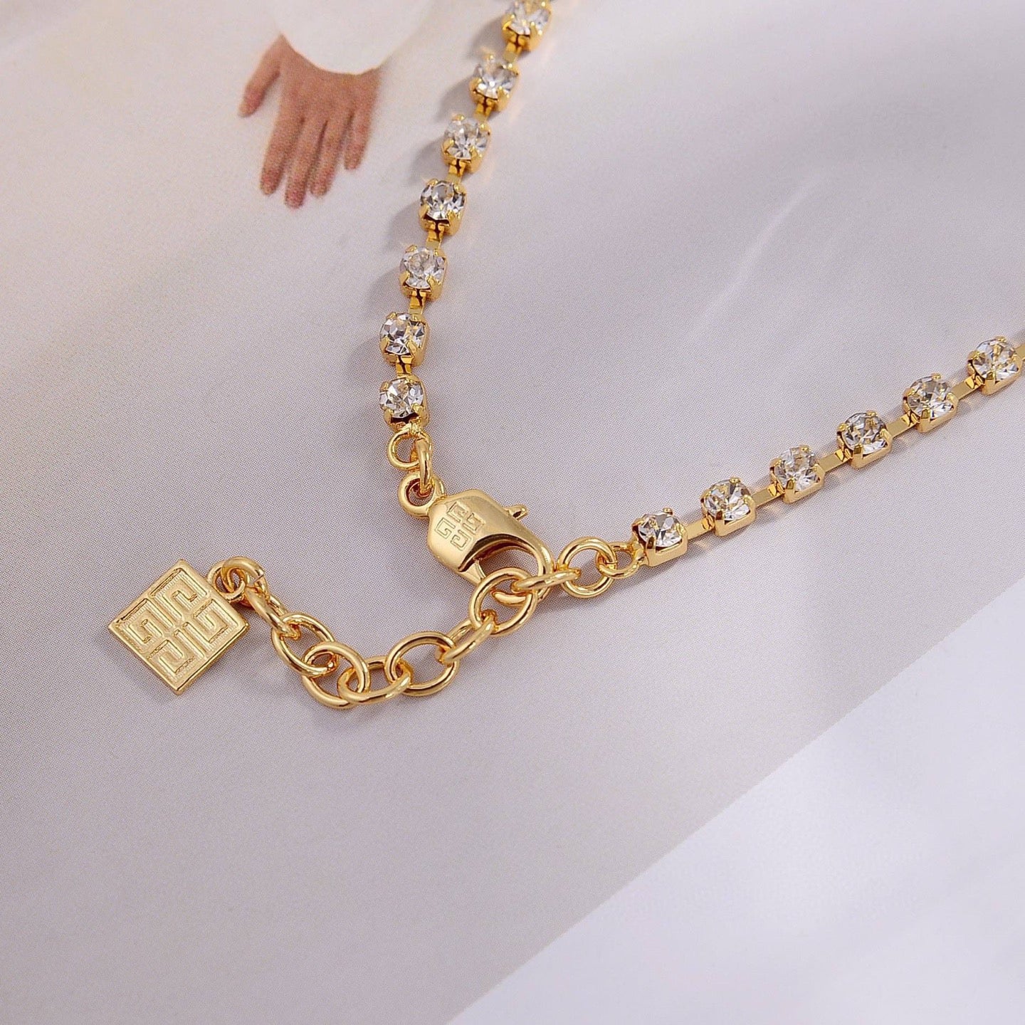 Signature Emblem Pendant Necklace in Polished Metal-Tone – Design 052 side detail