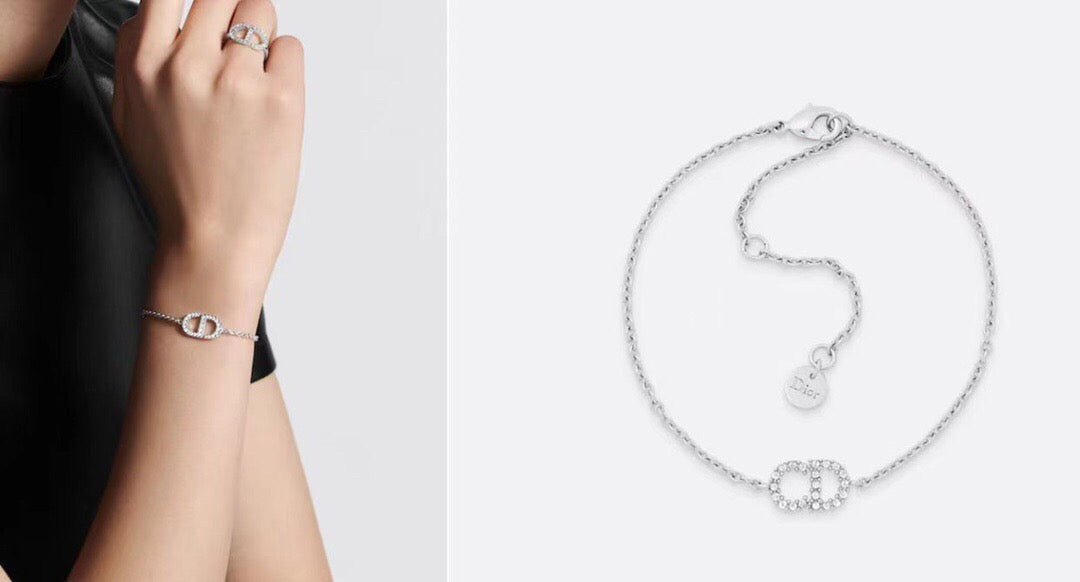 Graphic Letter Motif Statement Bracelet in Polished Metal-Tone – Design 004 detail view