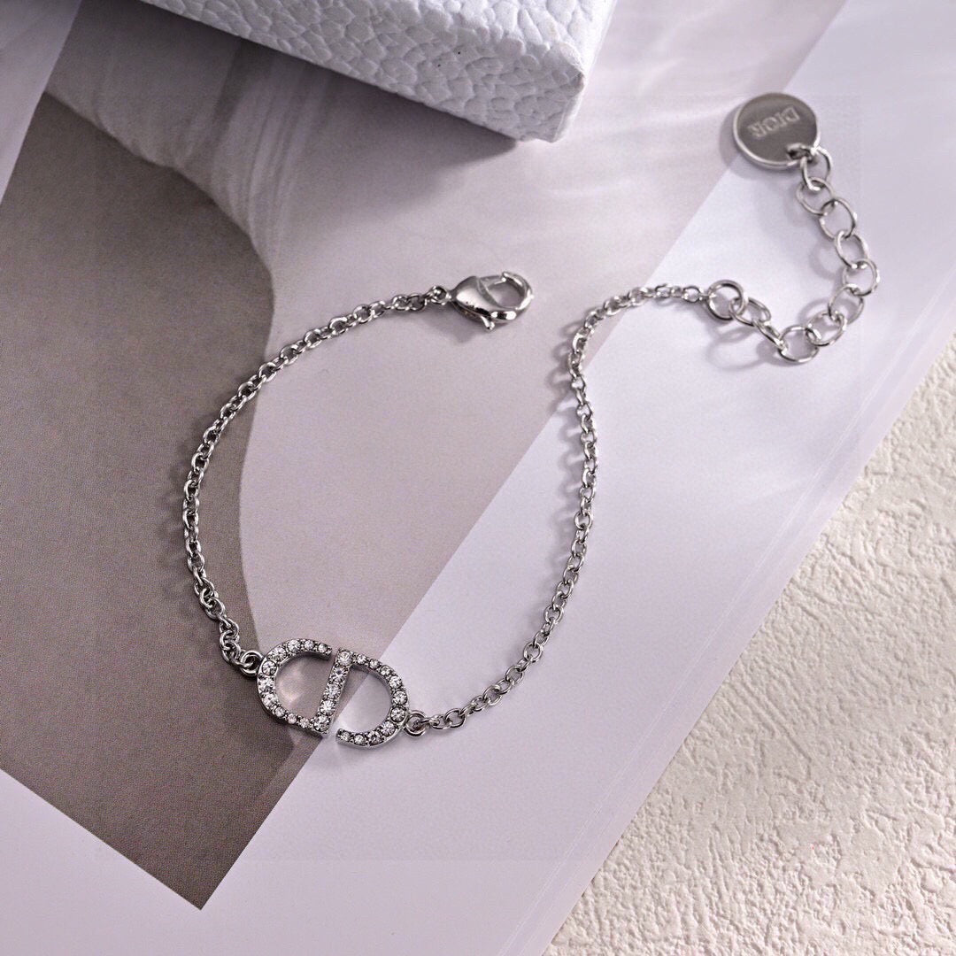 Graphic Letter Motif Statement Bracelet in Polished Metal-Tone – Design 004 main product view