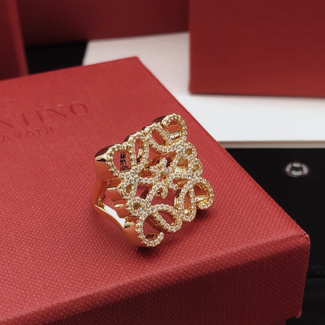 Sculptural Statement Ring in Polished Metal-Tone front view