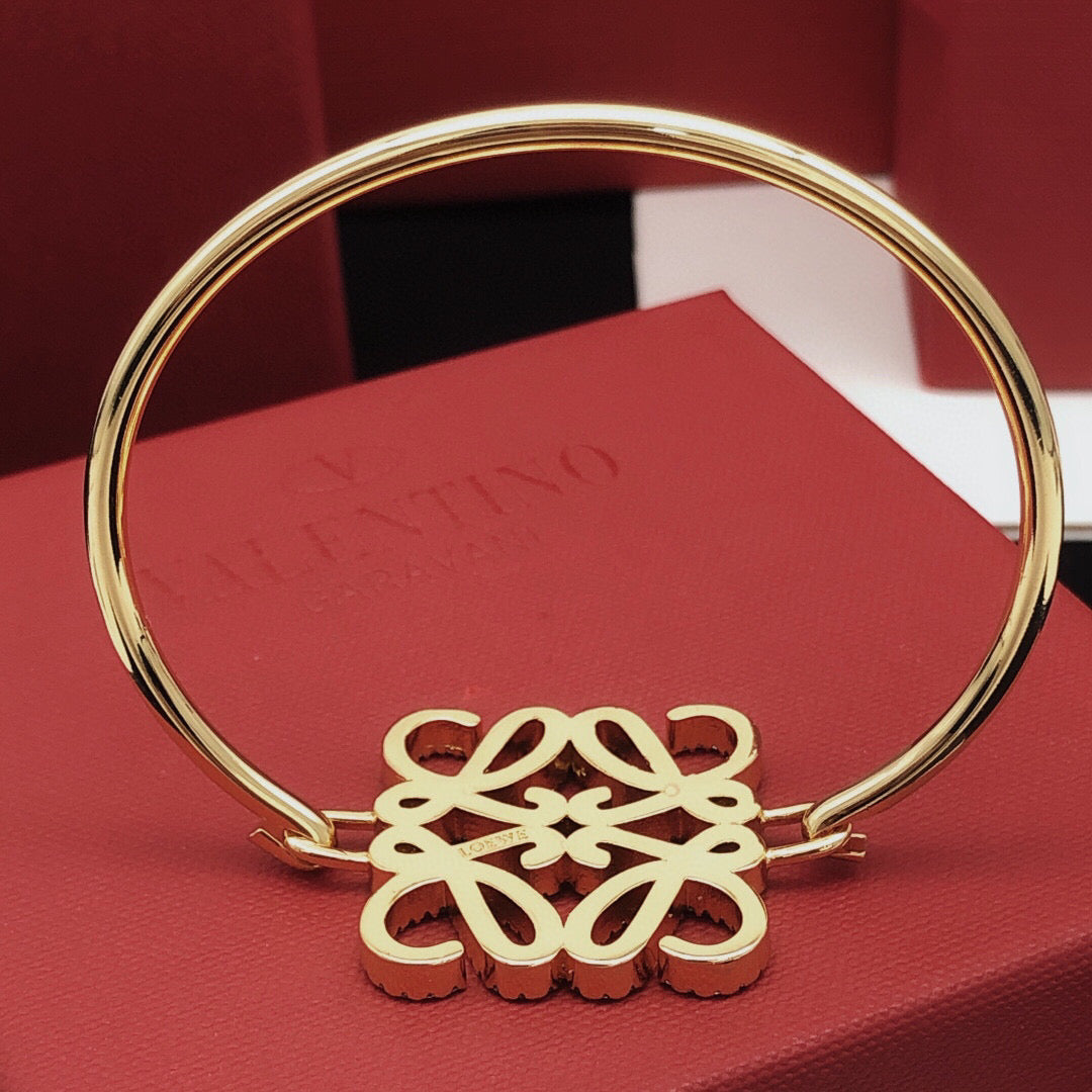 Sculptural Statement Bracelet in Polished Metal-Tone – Design 02 front view