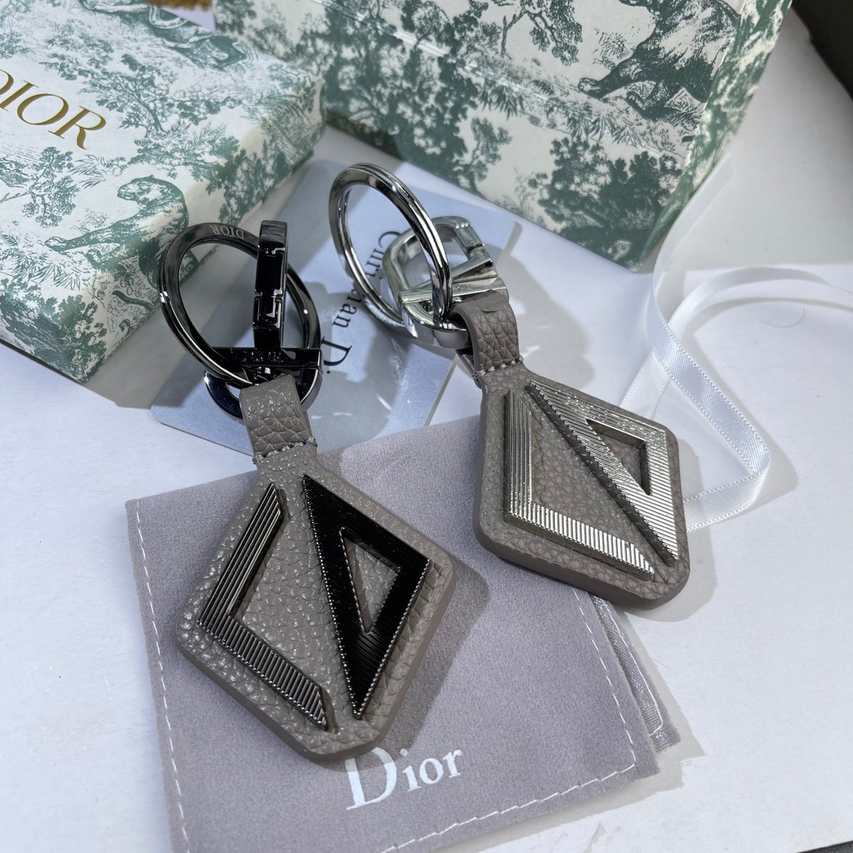 Graphic Letter Motif Bag Charm in Black-Tone main product view