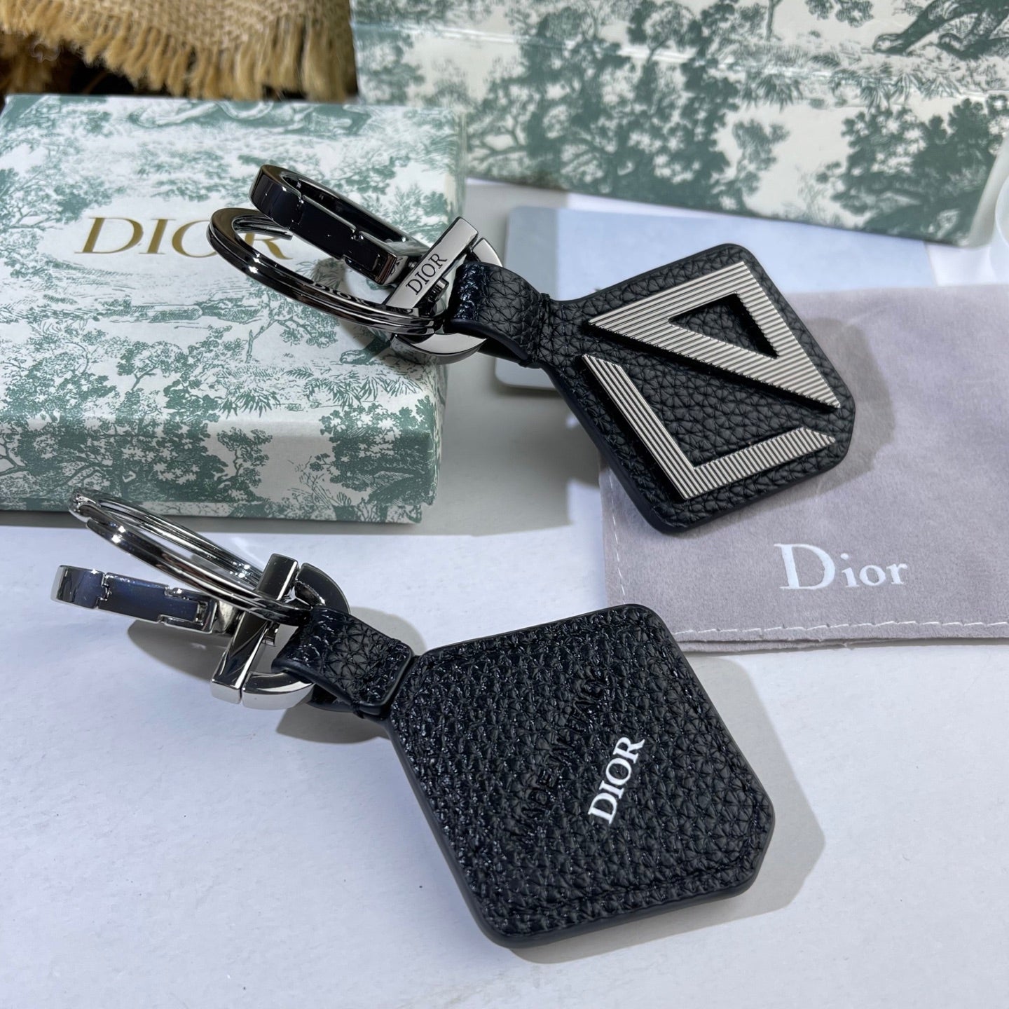 Graphic Letter Motif Bag Charm in Black-Tone main product view