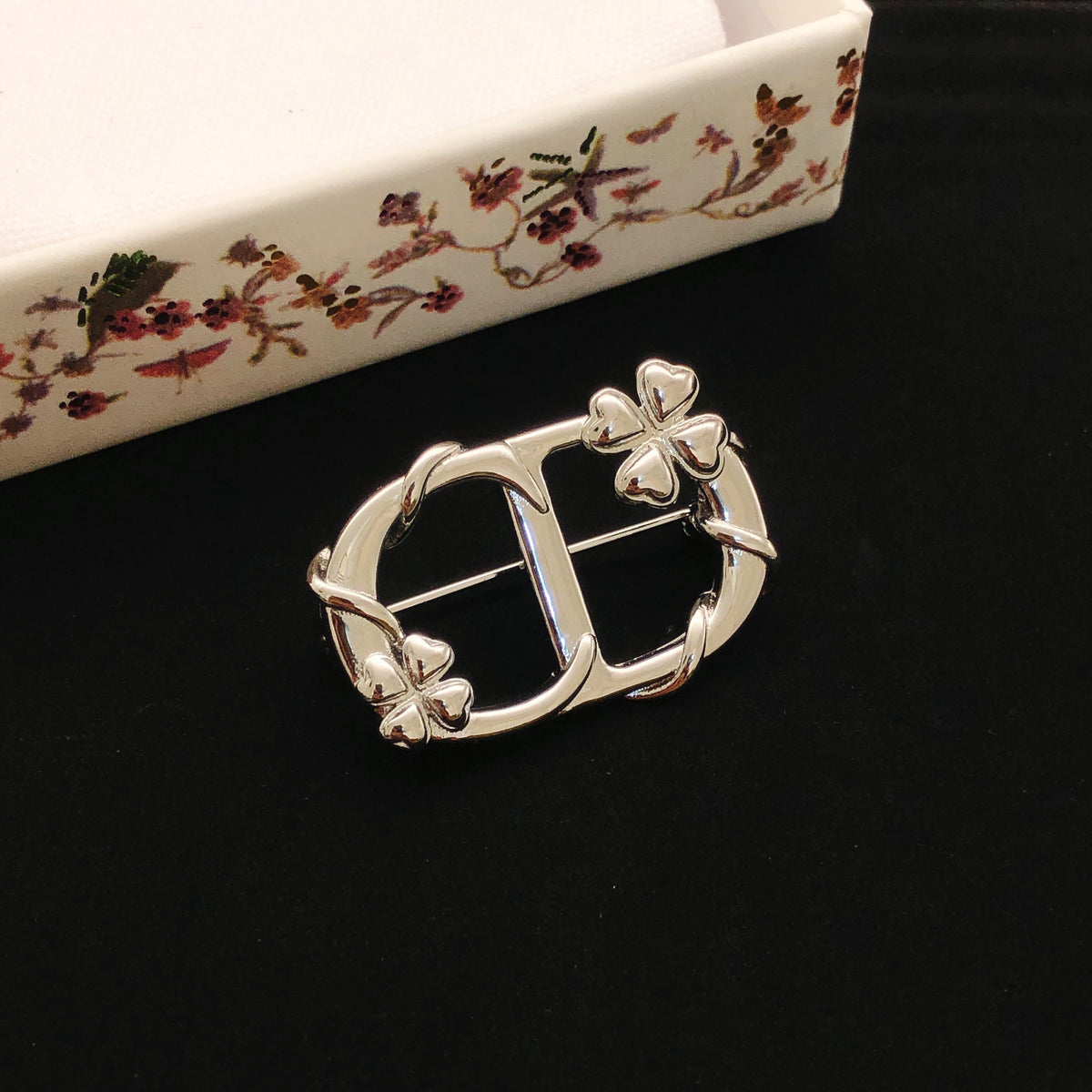 Sculptural Brooch Pin in Silver-Tone detail view