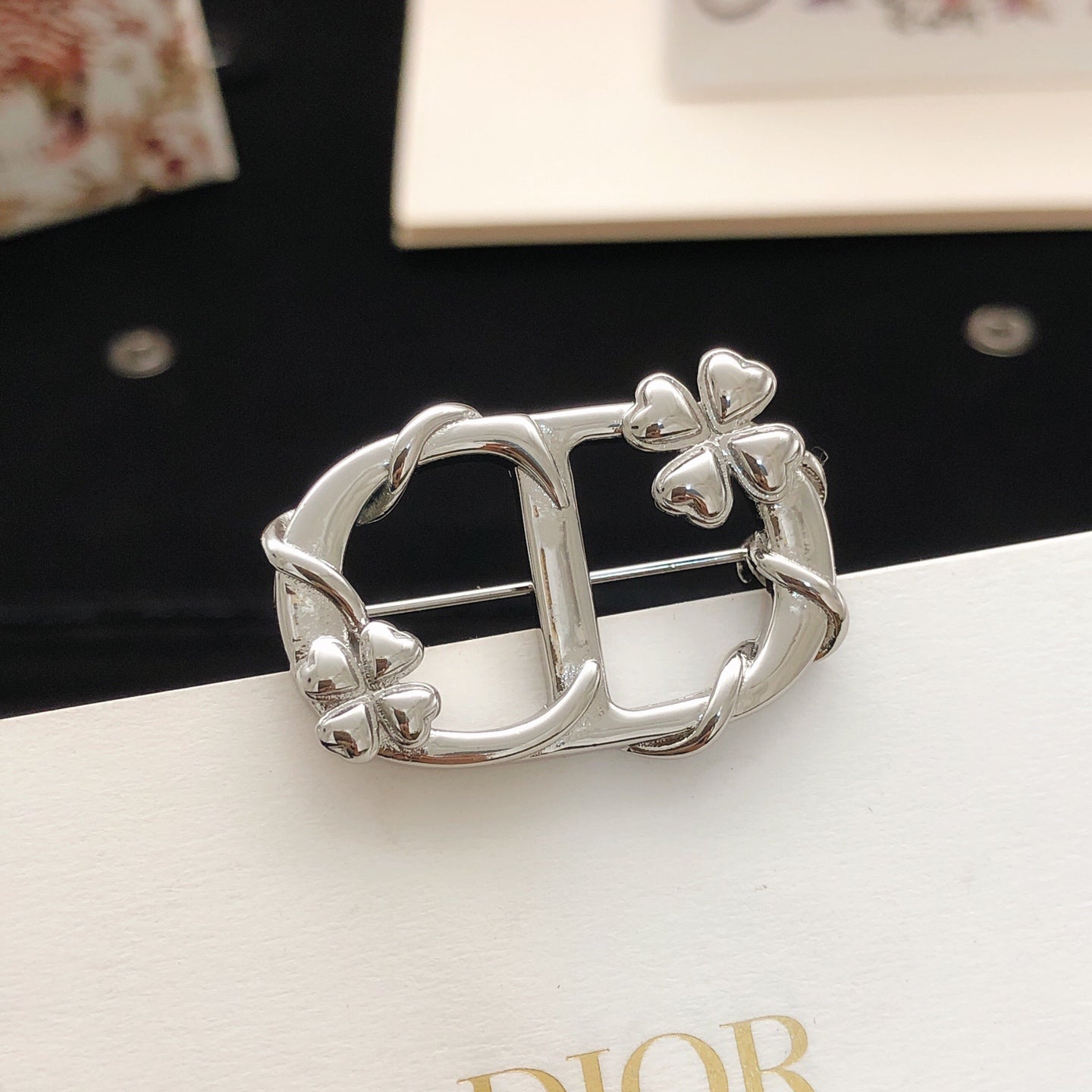 Sculptural Brooch Pin in Silver-Tone main product view