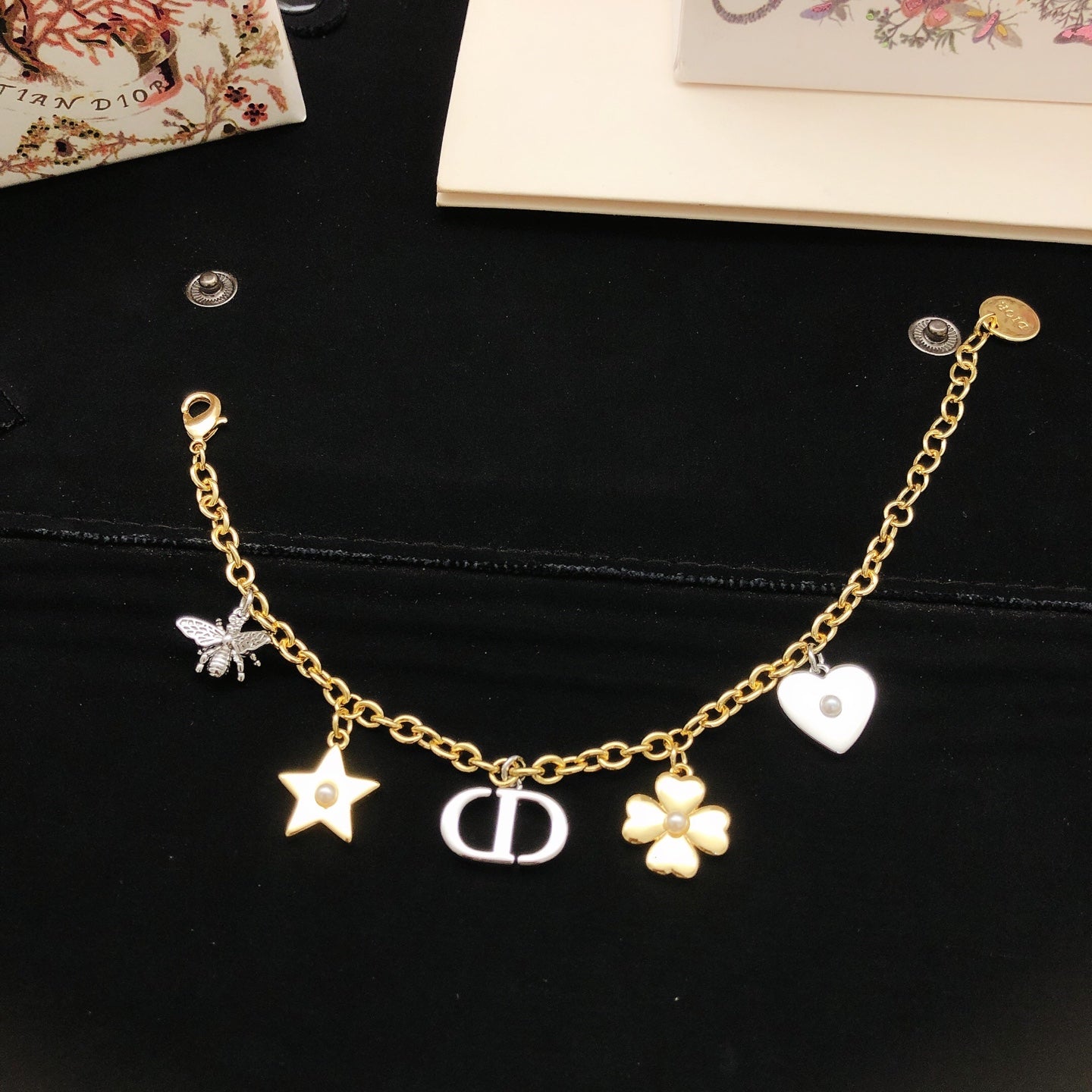 Heart Motif Statement Bracelet in Polished Metal-Tone – Design 002 front view