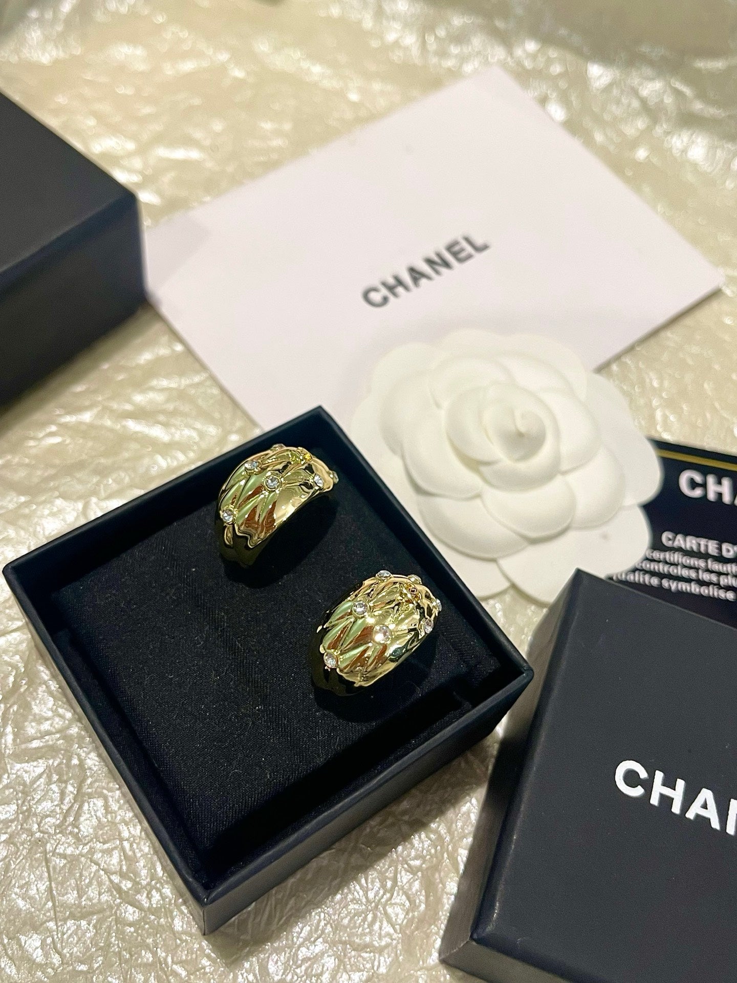 Signature Emblem Crystal-Accent Statement Earrings – Design 007 detail view