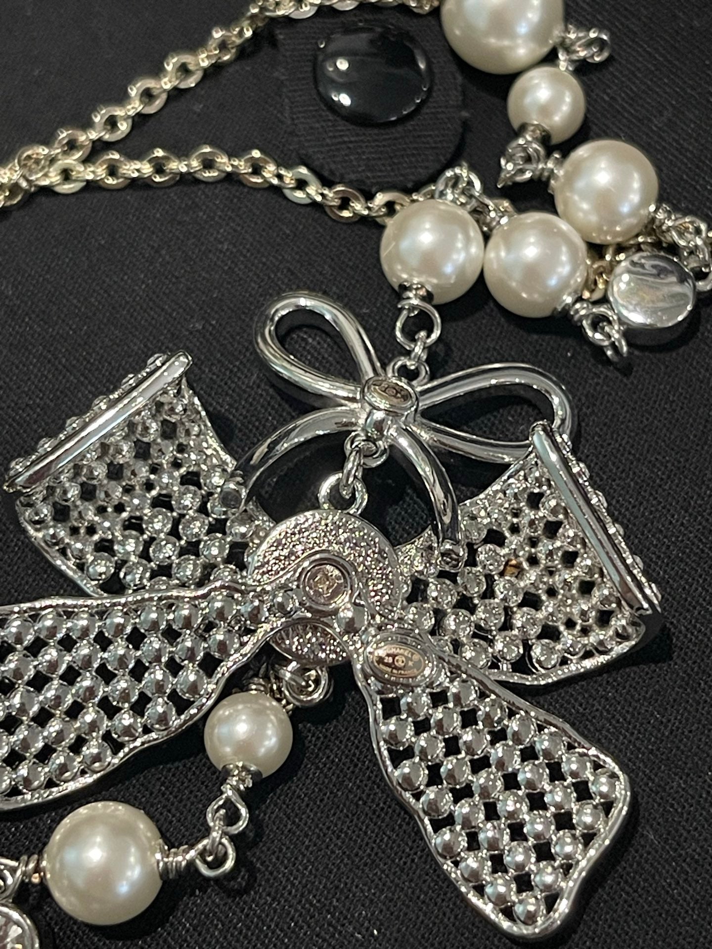 Double-C Emblem Pearl-Detail Pendant Necklace – Pearl Detail – Design 072 main product view