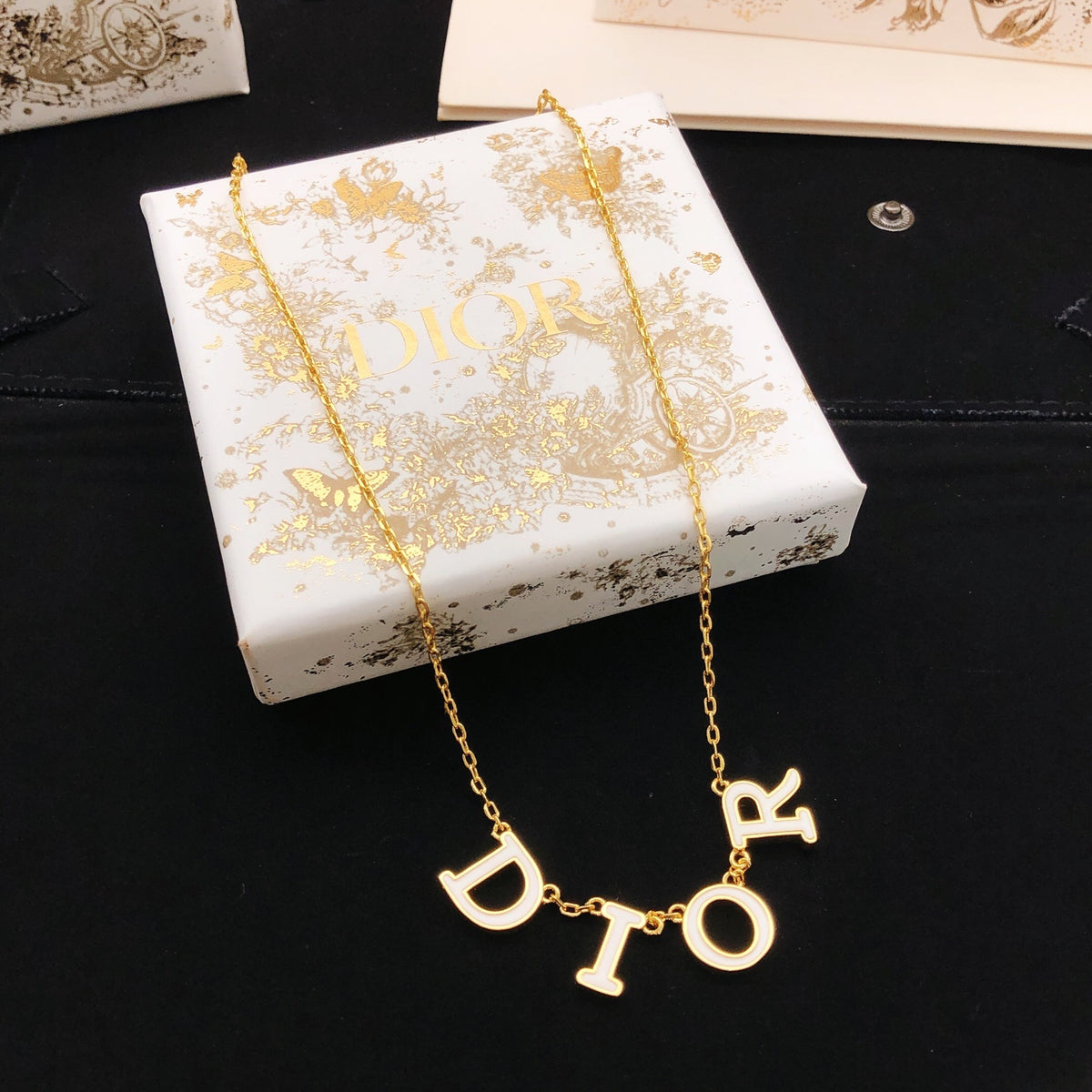Graphic Letter Motif Pendant Necklace in Polished Metal-Tone – Design 009 main product view