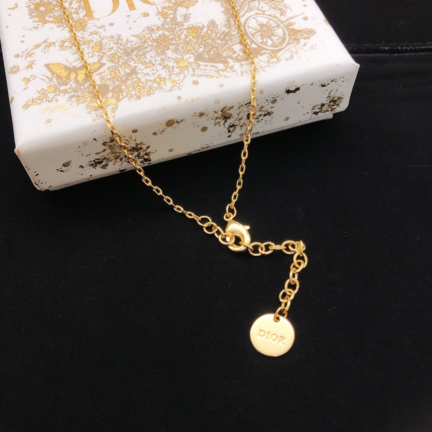 Sculptural Pendant Necklace in Polished Metal-Tone with Crystal-Style Accents – Design 001 front view