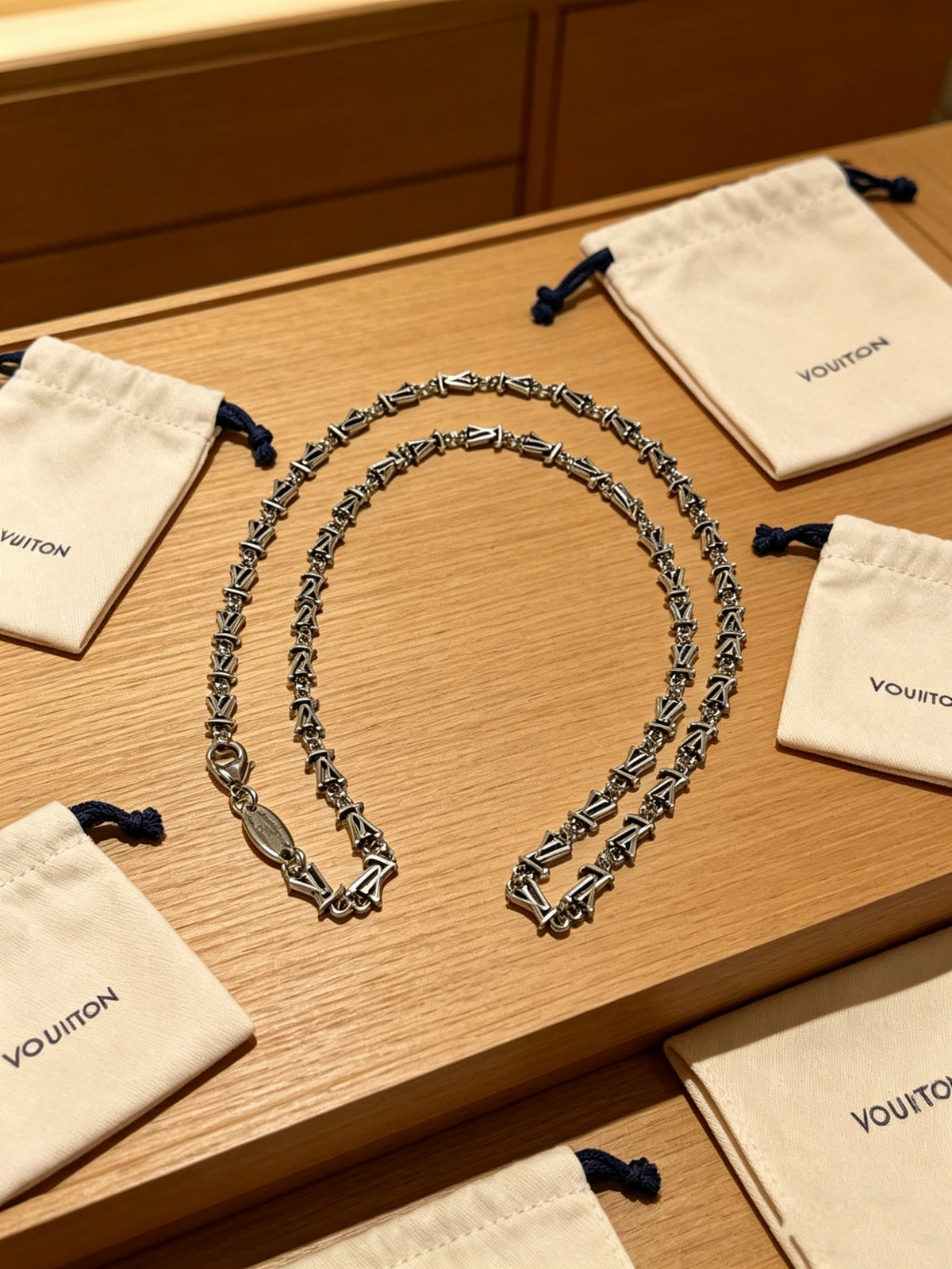 Chain Pendant Necklace in Silver-Tone – Design 016 front product view