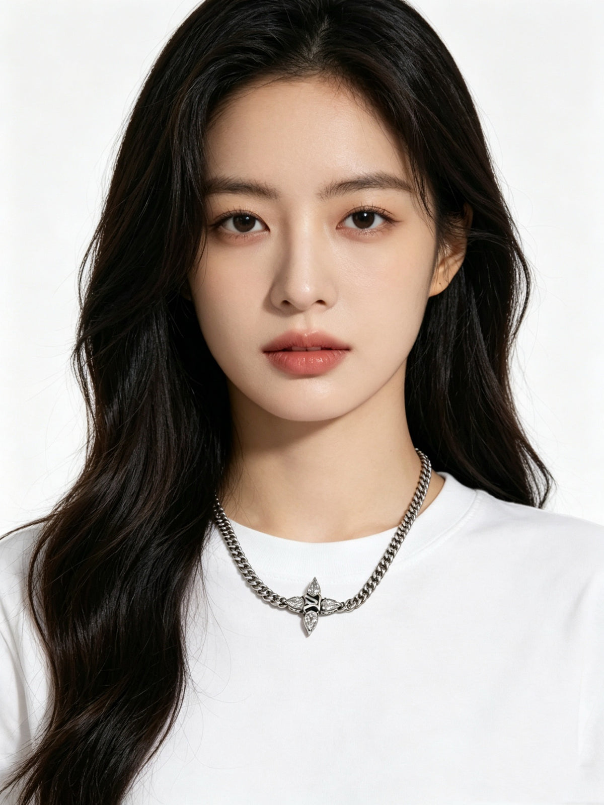 Chain Pendant Necklace in Silver-Tone – Design 014 styled product view