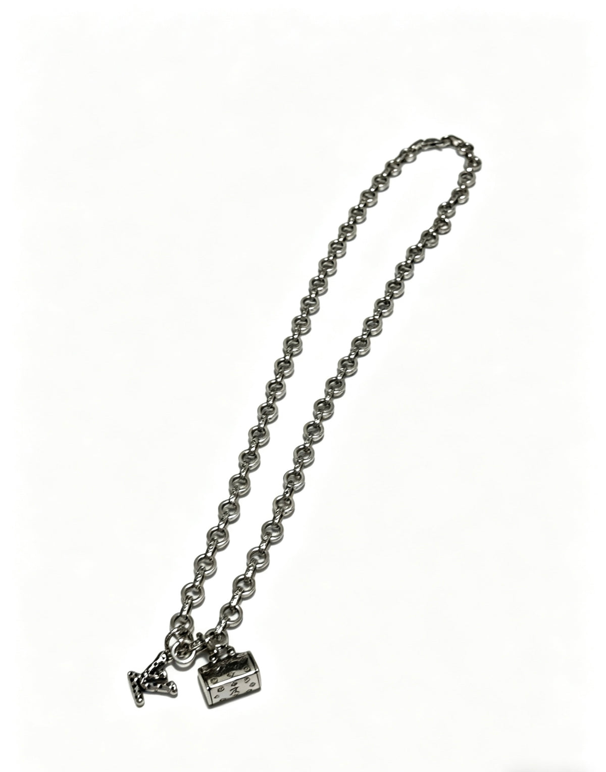 Chain Pendant Necklace in Silver-Tone – Design 012 front product view