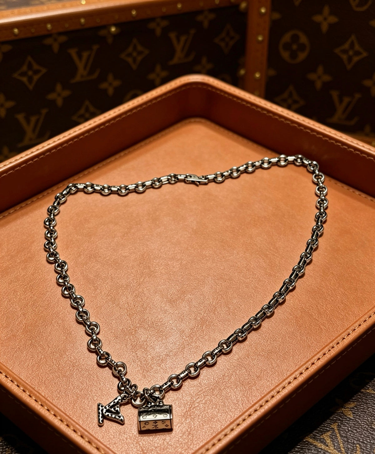 Chain Pendant Necklace in Silver-Tone – Design 012 main product view