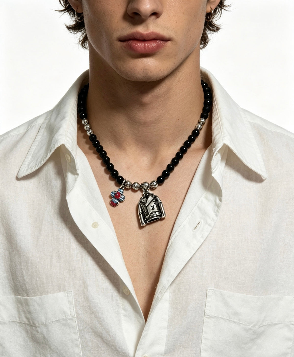 Chain Pendant Necklace in Silver-Tone – Design 010 styled product view