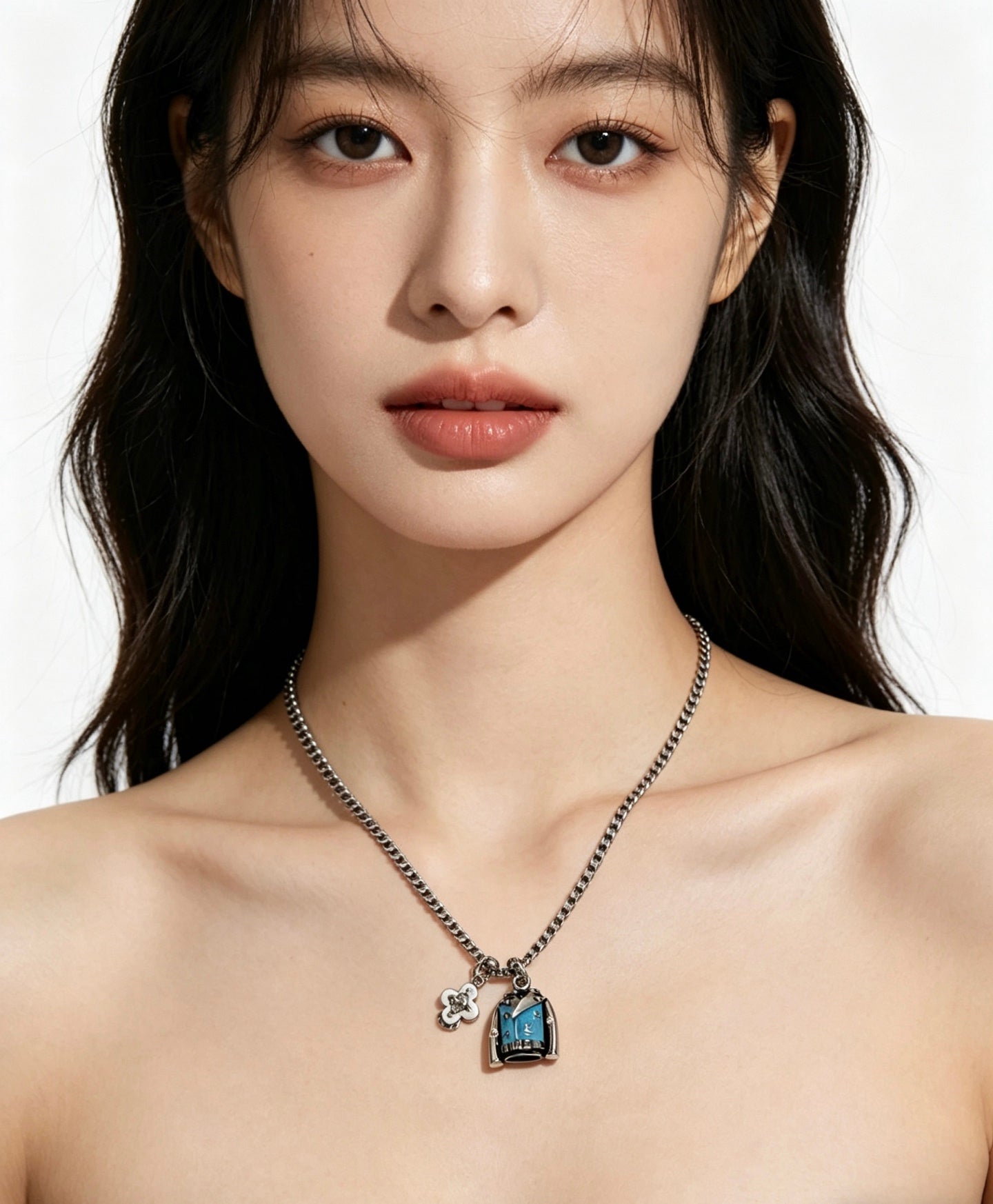 Chain Pendant Necklace in Silver-Tone – Design 009 styled product view