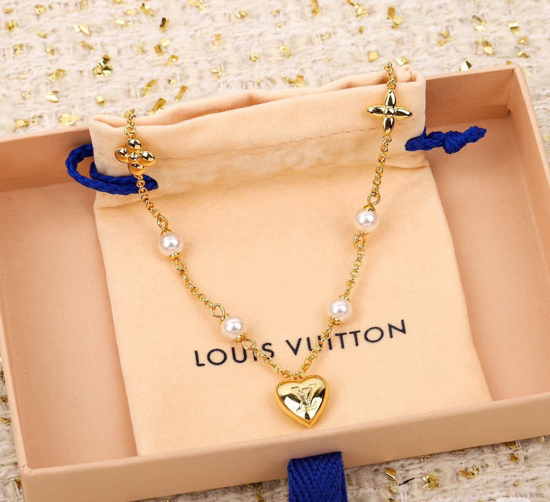 Letter Emblem Pendant Necklace in Polished Metal-Tone – Design 020 detail view