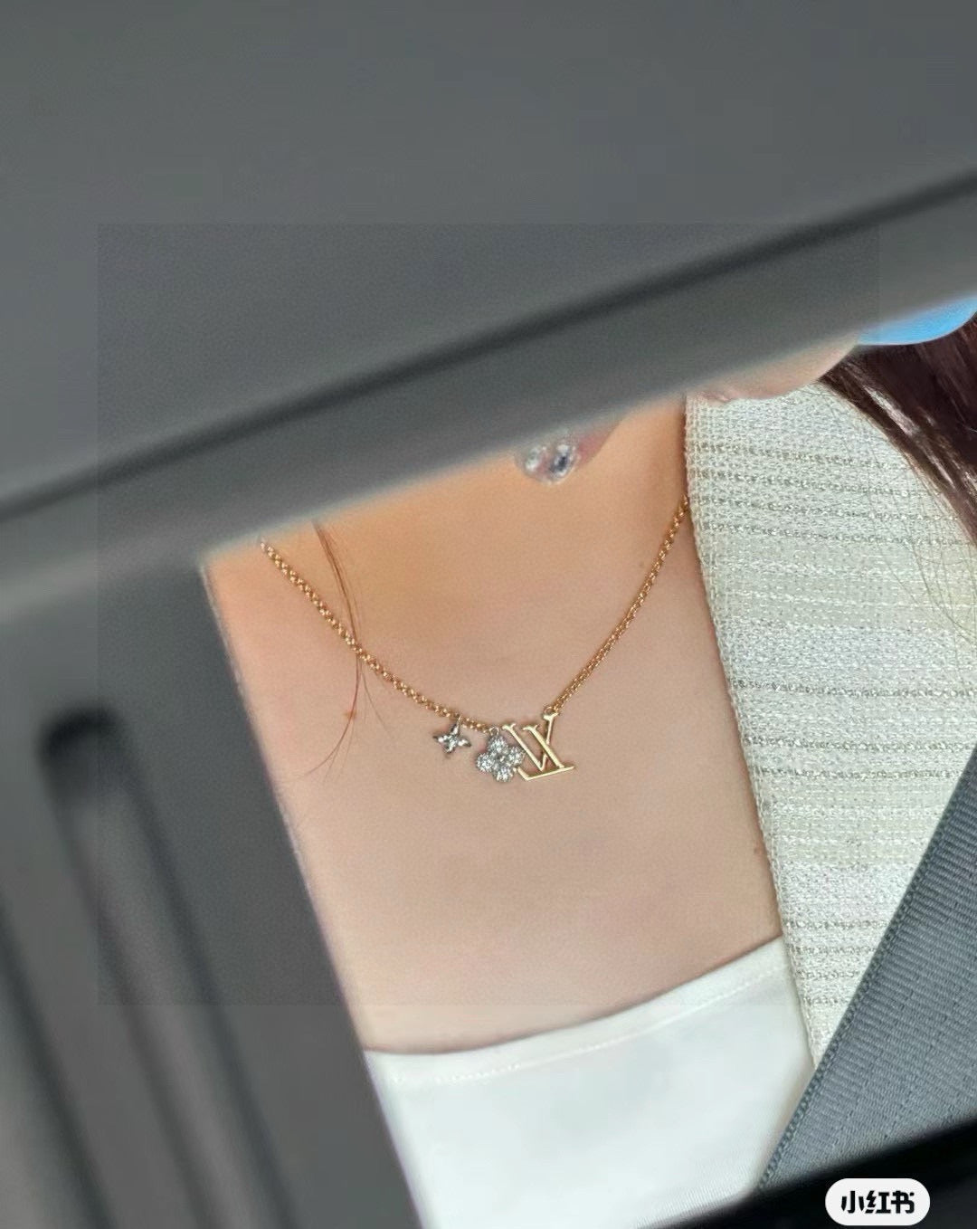 Letter Emblem Pendant Necklace in Polished Metal-Tone – Design 019 styled product view
