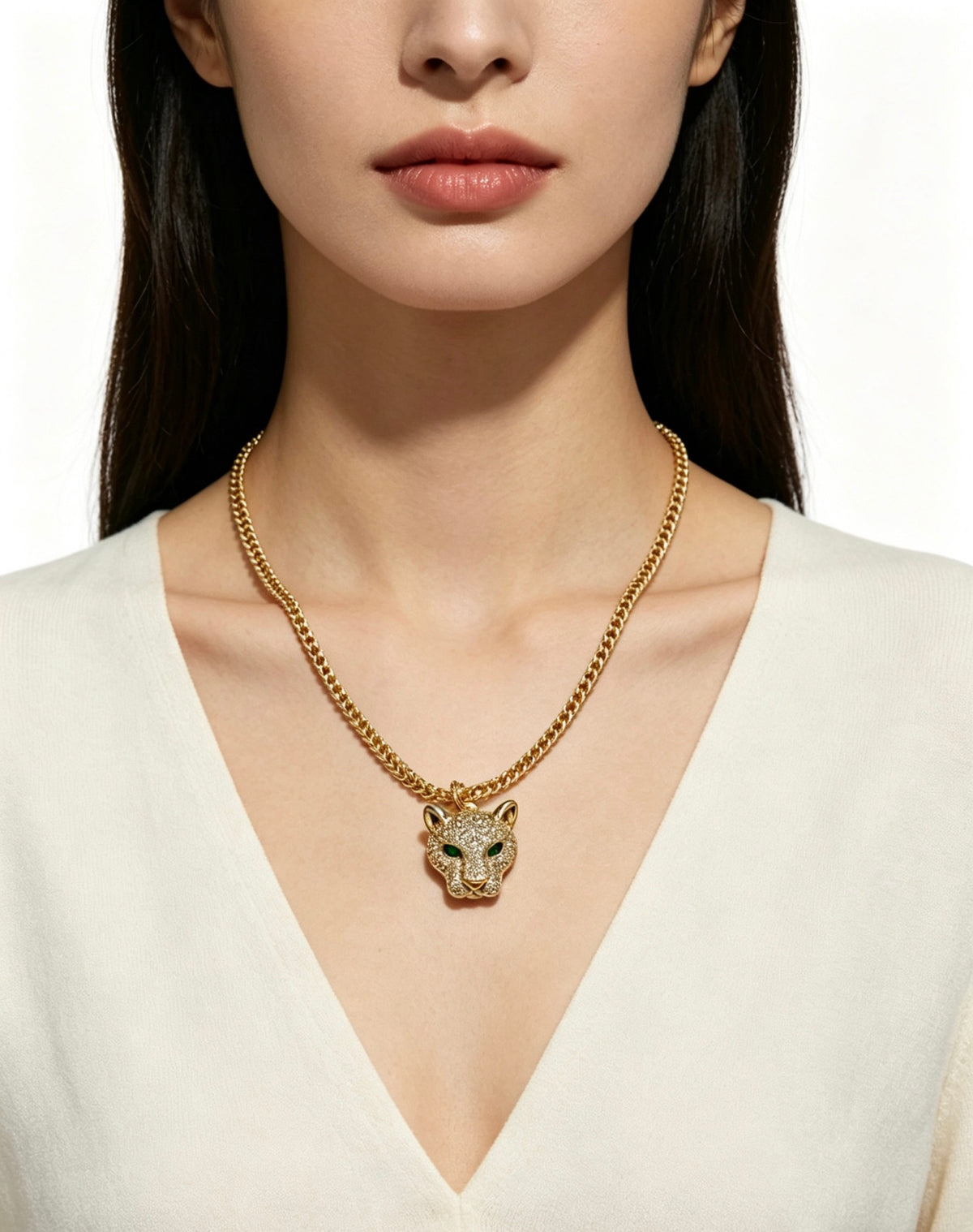 Sculptural Pendant Necklace in Gold-Tone – Design 03 styled view