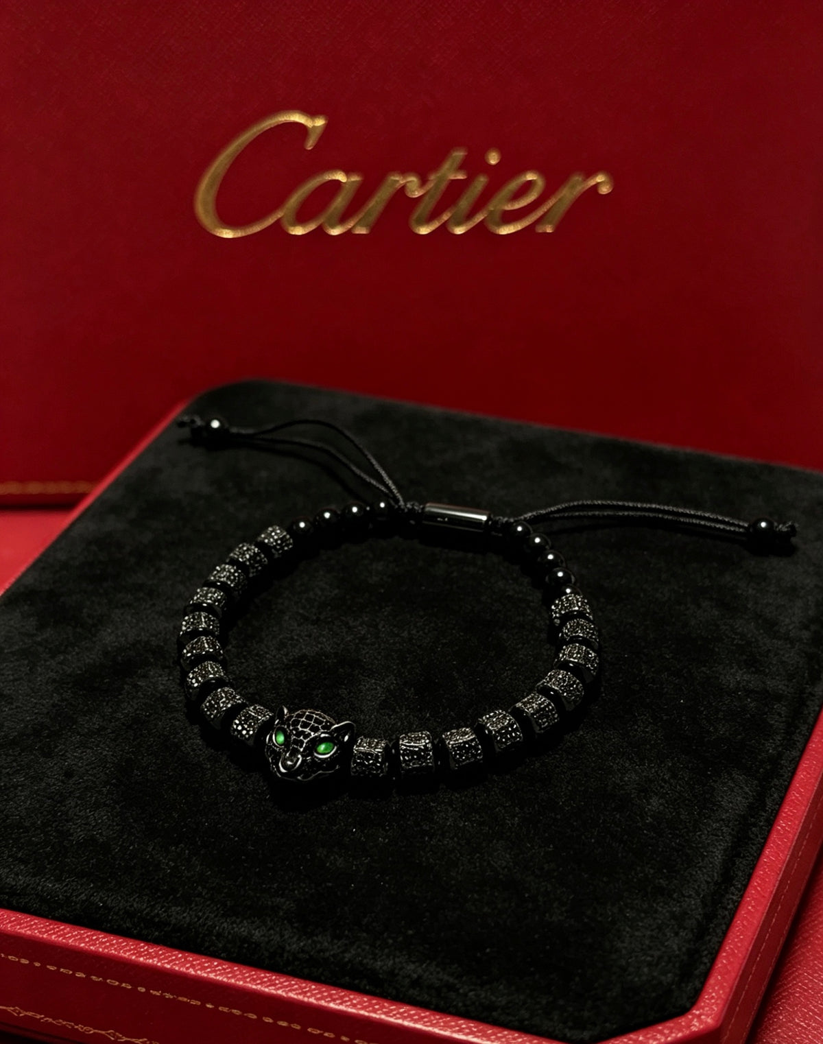 Panther Motif Statement Bracelet in Gold-Tone – Design 12 front view